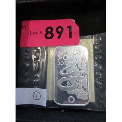 1 Troy Oz. - 2013 "Year of the Snake" Silver bar