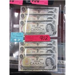 6 x 1973 $1 Bills in sequence