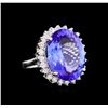 Image 1 : 14.43ct Tanzanite and Diamond Ring - 14KT White Gold