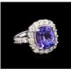 Image 1 : 5.67ct Tanzanite and Diamond Ring - 14KT White Gold