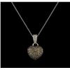Image 1 : 0.83ctw Light Brown Diamond Heart Pendant With Chain - 14KT White Gold