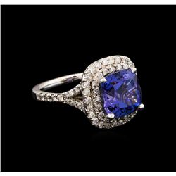 4.75ct Tanzanite and Diamond Ring - 14KT White Gold