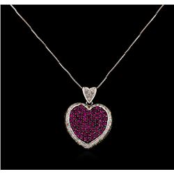 1.42ctw Ruby and Diamond Pendant With Chain - 14KT White Gold