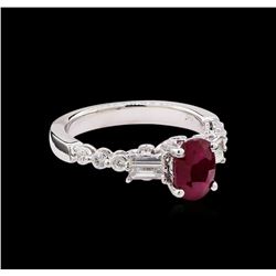 1.60ct Ruby and Diamond Ring - 18KT White Gold