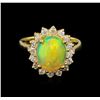 Image 2 : 2.25ct Opal and Diamond Ring - 14KT Yellow Gold