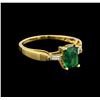 Image 1 : 0.80ct Emerald and Diamond Ring - 14KT Yellow Gold