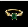 Image 2 : 0.80ct Emerald and Diamond Ring - 14KT Yellow Gold