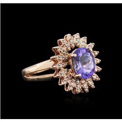 14KT Rose Gold 2.24ct Tanzanite and Diamond Ring