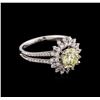 Image 1 : 1.92ctw Fancy Light Yellow Diamond Ring - 18KT White Gold