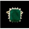 Image 2 : 7.71ct Emerald and Diamond Ring - 14KT Yellow Gold