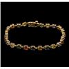 Image 1 : 8.85ctw Multi Color Sapphire Bracelet - 14KT Yellow Gold