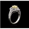 Image 3 : 18KT Two-Tone Gold GIA Certified 2.07ctw Fancy Yellow Diamond Ring