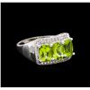 Image 1 : Crayola 2.40ctw Peridot and White Sapphire Ring - .925 Silver