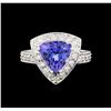 Image 2 : 3.06ct Tanzanite and Diamond Ring - 14KT White Gold