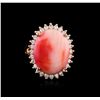 Image 2 : 9.51ct Coral and Diamond Ring - 14KT Rose Gold