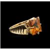 Image 2 : 7.20ct Citrine and Diamond Ring - 14KT Yellow Gold