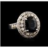 Image 1 : 14KT White Gold 3.57ct Sapphire and Diamond Ring