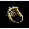 Image 3 : 11.16ct Tanzanite and Diamond Ring - 14KT Yellow Gold