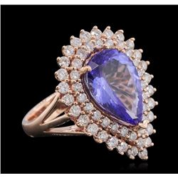 14KT Rose Gold 6.32ct Tanzanite and Diamond Ring