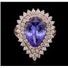 Image 2 : 14KT Rose Gold 6.32ct Tanzanite and Diamond Ring