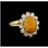 Image 1 : 2.55ct Opal and Diamond Ring - 14KT Yellow Gold