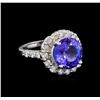 Image 1 : 5.52ct Tanzanite and Diamond Ring - 14KT White Gold