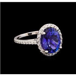 5.48ct Tanzanite and Diamond Ring - 14KT White Gold