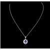 Image 2 : 14KT White Gold 3.14ct Tanzanite and Diamond Pendant With Chain