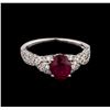 Image 2 : 1.27ct Ruby and Diamond Ring - 18KT White Gold
