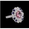 Image 1 : 14KT White Gold 2.24ct Tourmaline, Sapphire and Diamond Ring