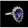 Image 1 : 4.40ct Tanzanite and Diamond Ring - 14KT White Gold