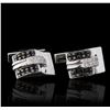Image 1 : 18KT White Gold 0.60ctw Diamond Cuff Links