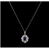 Image 2 : 7.05ct Amethyst and Diamond Pendant with Chain - 14KT Rose Gold