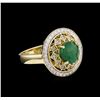 Image 1 : 14KT Yellow Gold 2.09ct Emerald and Diamond Ring