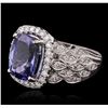 Image 1 : 14KT White Gold 4.23ct Tanzanite and Diamond Ring