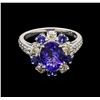 Image 2 : 2.43ct Tanzanite, Blue Sapphire and Diamond Ring - 14KT White Gold