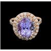 Image 2 : 5.53ct Tanzanite and Diamond Ring - 14KT Rose Gold