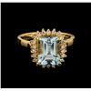 Image 2 : 2.00ctw Aquamarine and Diamond Ring - 14KT Yellow Gold