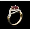 Image 3 : 3.15ct Ruby and Diamond Ring - 14KT Yellow Gold