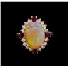 Image 2 : 4.21ctw Multi Gemstone and Diamond Ring - 14KT Rose Gold