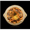 Image 2 : 14KT Yellow Gold 7.67ct Quartz and Diamond Ring