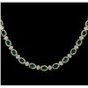 Image 2 : 12.67ctw Emerald and Diamond Necklace - 18KT White Gold