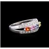 Image 1 : 14KT White Gold 1.21ctw Multicolor Sapphire and Diamond Ring