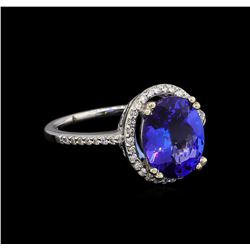 3.35ct Tanzanite and Diamond Ring - 14KT White Gold