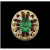 Image 2 : 14KT Yellow Gold 3.89ct Emerald, Ruby and Diamond Ring