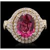 Image 1 : 14KT Yellow Gold 3.17ct Tourmaline and Diamond Ring