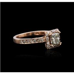 14KT Rose Gold 1.30ctw Fancy Green Diamond Ring