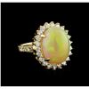 Image 1 : 11.30ct Opal and Diamond Ring - 14KT Yellow Gold