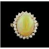 Image 2 : 11.30ct Opal and Diamond Ring - 14KT Yellow Gold