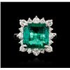 Image 2 : 14KT White Gold GIA Certified 6.41ct Emerald and Diamond Ring